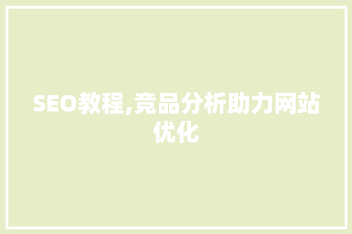 SEO教程,竞品分析助力网站优化 小程序开发