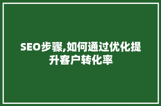 SEO步骤,如何通过优化提升客户转化率 360搜优化