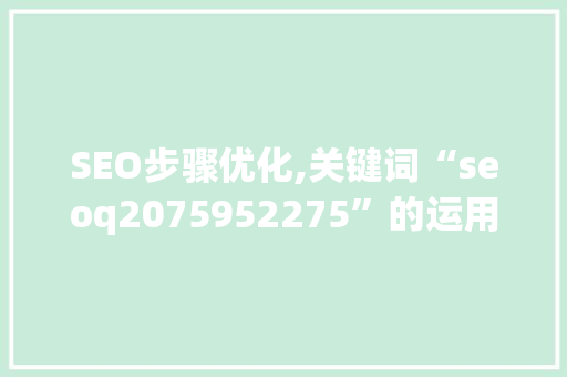 SEO步骤优化,关键词“seoq2075952275”的运用与价值 AI技术学习