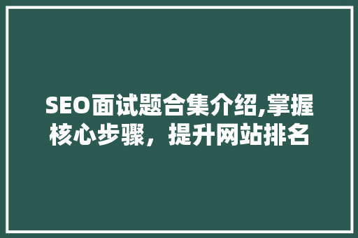 SEO面试题合集介绍,掌握核心步骤，提升网站排名