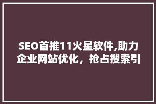 SEO首推11火星软件,助力企业网站优化，抢占搜索引擎排名制高点 头条优化