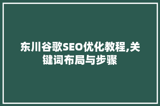 东川谷歌SEO优化教程,关键词布局与步骤 百度算法