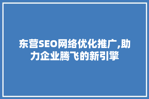 东营SEO网络优化推广,助力企业腾飞的新引擎