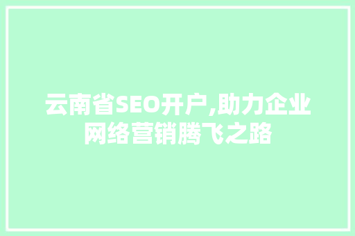 云南省SEO开户,助力企业网络营销腾飞之路 网站开发