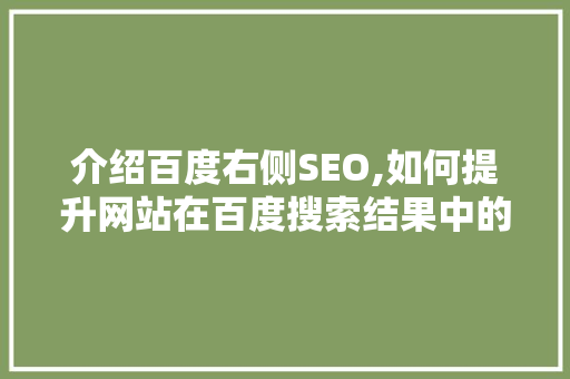 介绍百度右侧SEO,如何提升网站在百度搜索结果中的曝光率