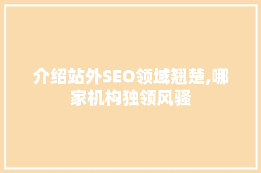 介绍站外SEO领域翘楚,哪家机构独领风骚