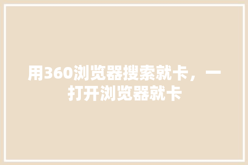 用360浏览器搜索就卡，一打开浏览器就卡