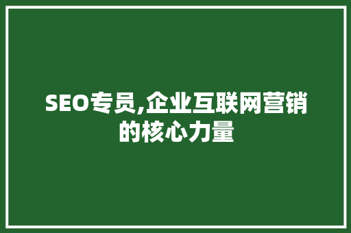 SEO专员,企业互联网营销的核心力量