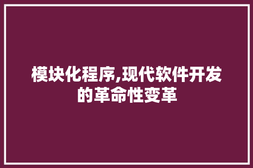 模块化程序,现代软件开发的革命性变革