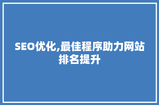 SEO优化,最佳程序助力网站排名提升