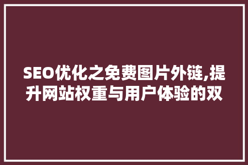 SEO优化之免费图片外链,提升网站权重与用户体验的双赢步骤 AI技术学习