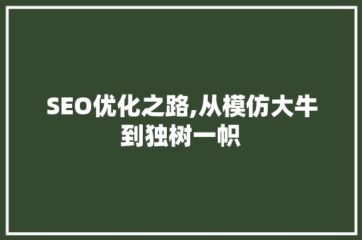 SEO优化之路,从模仿大牛到独树一帜
