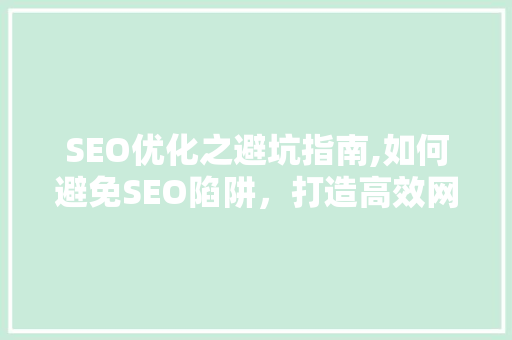SEO优化之避坑指南,如何避免SEO陷阱，打造高效网站