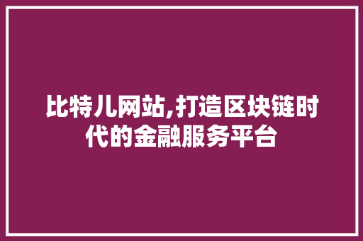 比特儿网站,打造区块链时代的金融服务平台