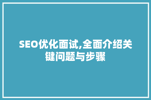 SEO优化面试,全面介绍关键问题与步骤