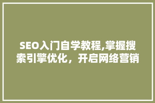 SEO入门自学教程,掌握搜索引擎优化，开启网络营销新篇章