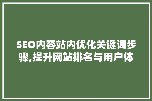 SEO内容站内优化关键词步骤,提升网站排名与用户体验 头条优化