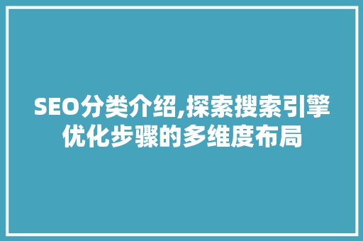 SEO分类介绍,探索搜索引擎优化步骤的多维度布局