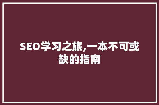 SEO学习之旅,一本不可或缺的指南 网站优化
