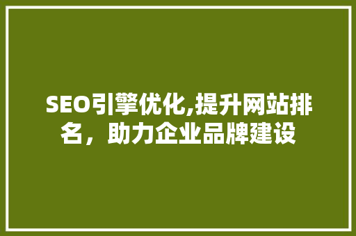 SEO引擎优化,提升网站排名，助力企业品牌建设