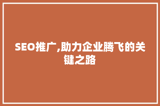 SEO推广,助力企业腾飞的关键之路