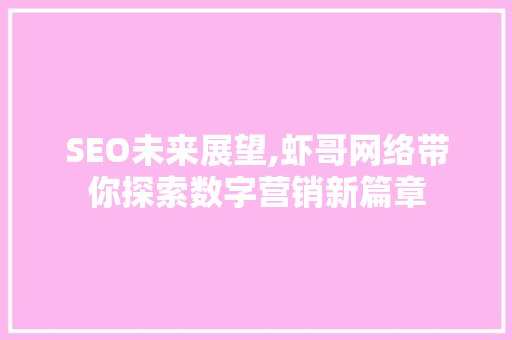 SEO未来展望,虾哥网络带你探索数字营销新篇章