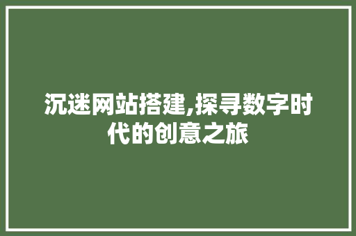 沉迷网站搭建,探寻数字时代的创意之旅 沉迷网站搭建,探寻数字时代的创意之旅 网站优化