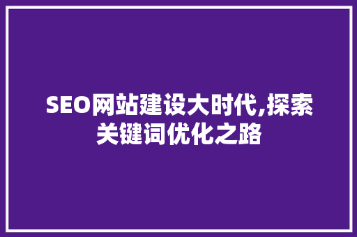 SEO网站建设大时代,探索关键词优化之路 网站开发