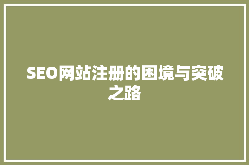 SEO网站注册的困境与突破之路 小程序开发