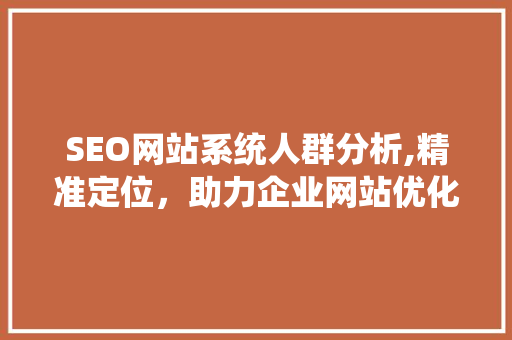 SEO网站系统人群分析,精准定位，助力企业网站优化