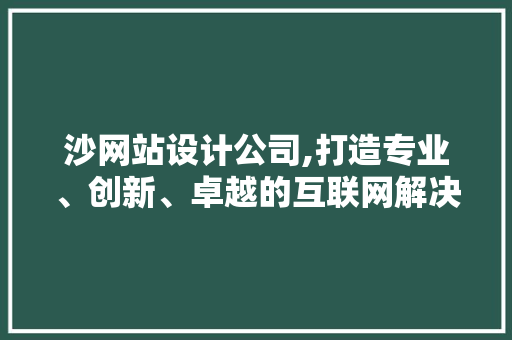 沙网站设计公司,打造专业、创新、卓越的互联网解决方法