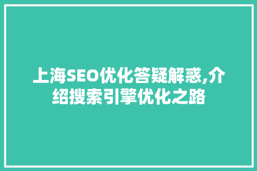上海SEO优化答疑解惑,介绍搜索引擎优化之路