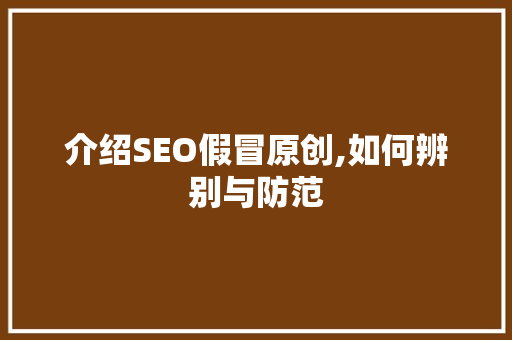 介绍SEO假冒原创,如何辨别与防范