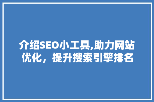 介绍SEO小工具,助力网站优化，提升搜索引擎排名 百度算法