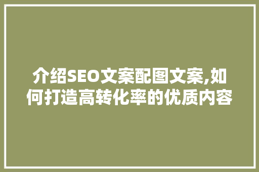 介绍SEO文案配图文案,如何打造高转化率的优质内容