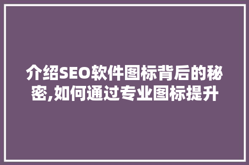 介绍SEO软件图标背后的秘密,如何通过专业图标提升网站SEO效果