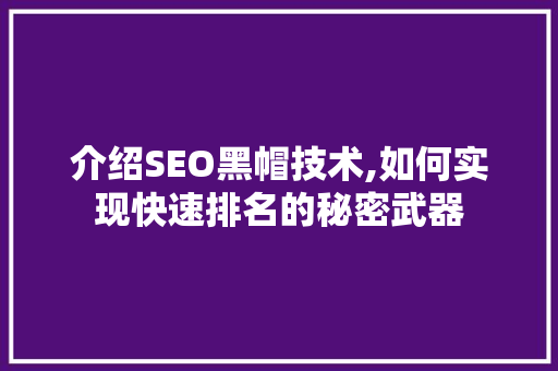 介绍SEO黑帽技术,如何实现快速排名的秘密武器