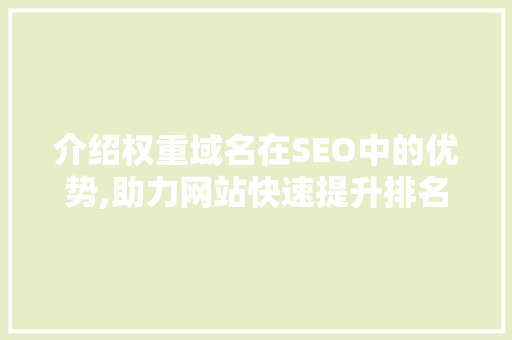 介绍权重域名在SEO中的优势,助力网站快速提升排名