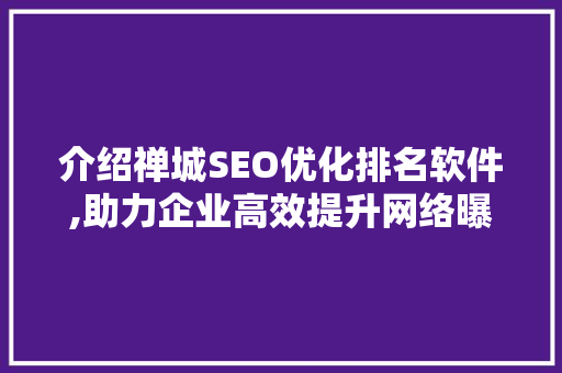 介绍禅城SEO优化排名软件,助力企业高效提升网络曝光度