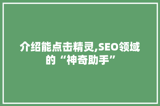 介绍能点击精灵,SEO领域的“神奇助手”