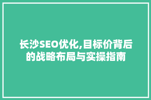 长沙SEO优化,目标价背后的战略布局与实操指南
