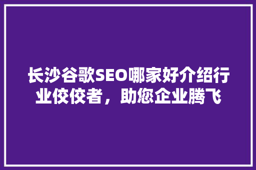 长沙谷歌SEO哪家好介绍行业佼佼者，助您企业腾飞