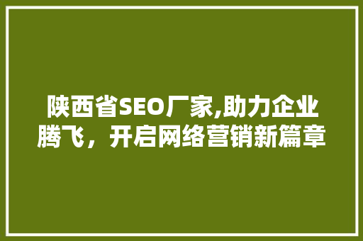 陕西省SEO厂家,助力企业腾飞，开启网络营销新篇章