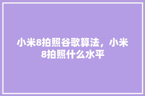 小米8拍照谷歌算法，小米8拍照什么水平