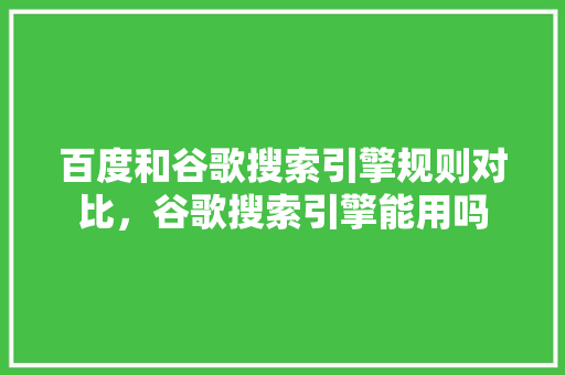 百度和谷歌搜索引擎规则对比，谷歌搜索引擎能用吗