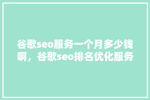谷歌seo服务一个月多少钱啊，谷歌seo排名优化服务 英文谷歌算法