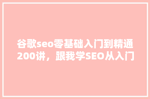 谷歌seo零基础入门到精通200讲，跟我学SEO从入门到精通
