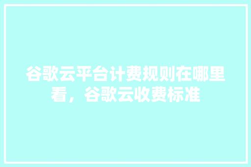 谷歌云平台计费规则在哪里看，谷歌云收费标准