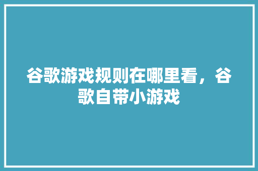谷歌游戏规则在哪里看，谷歌自带小游戏