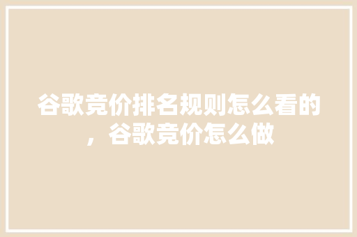 谷歌竞价排名规则怎么看的，谷歌竞价怎么做